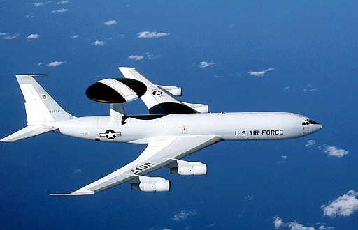 Boeing E-3 Sentry is an American military airborne warning and control system (AWACS) aircraft based on the Boeing 707 that provides all-weather surveillance, command, control and communications.