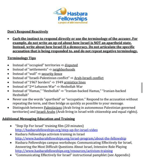 Typical Hasbara Script